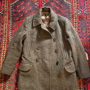 J. Crew Men's Gray Wool Peacoat with Thinsulate Lining